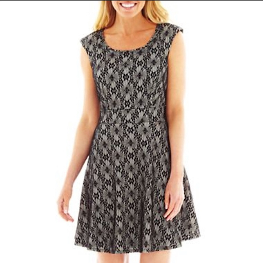 Worthington Black Lace Fit & Flare Dress